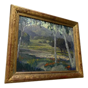1960s California en Plein Air Landscape Painting, Framed