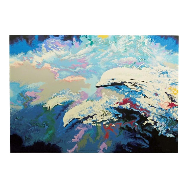 Robert Katona Dolphins of Neptune Hand Signed Fine Art Serigraph Ocean Wave For Sale