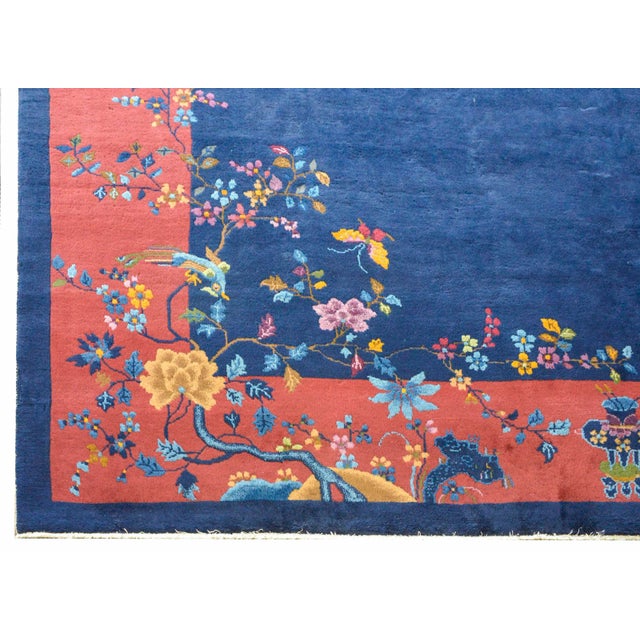 Navy Blue 1920s Chinese Art Deco Rug For Sale - Image 8 of 11
