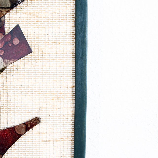 1960s Mid Century Modern Wall Art Metal Works Abstract Expressionist Shapes Framed For Sale - Image 4 of 12