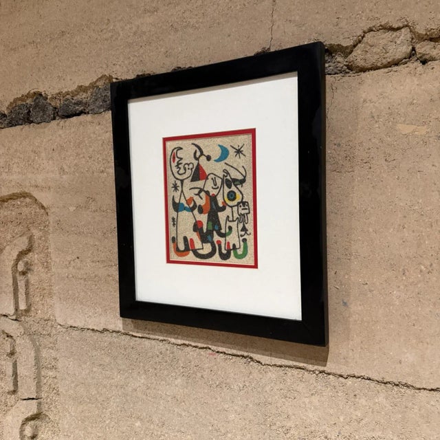 Mid-Century Modern Sand Art Painting, Abstract Surrealism Unsigned Joan Miro Era For Sale In San Diego - Image 6 of 9