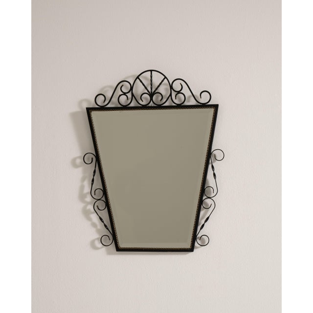 Wrought Iron Wall Mirror, Antique, France, Circa 1970 For Sale