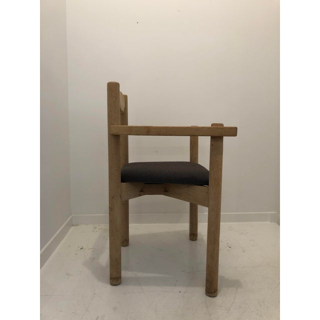 Wood Mid 20th Century Vintage French Mid-Century Modern Guillerme Et Chambron Wood Upholstered Arm Chair For Sale - Image 7 of 12