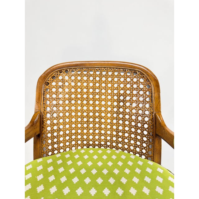 Wood Mid 20th Century Set of Four Vintage Caned Back Rolling Armchairs With Upholstered Seats For Sale - Image 7 of 7