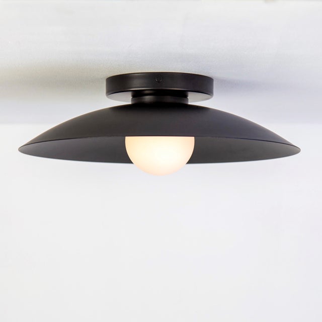 Dome Flush Mount, Black, 3in Glass Globe, Modern Led Ceiling Light, by Research.Lighting For Sale In New York - Image 6 of 6