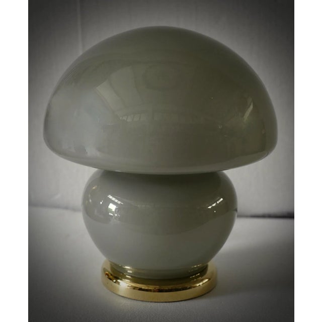Gray Blown Gray Glass and Brass Murano Table Lamp in style of Vistosi, 1970s For Sale - Image 8 of 10