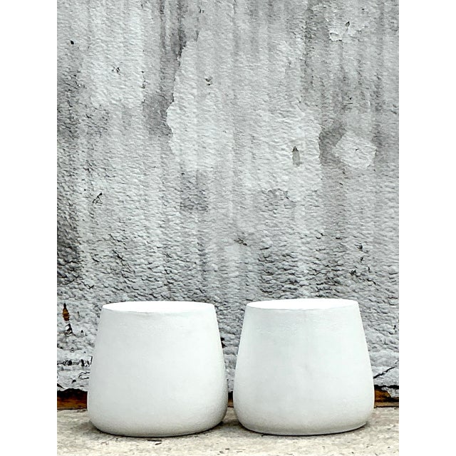Vintage Coastal Molded Fiberglass Outdoor Side Tables - A Pair For Sale - Image 9 of 11
