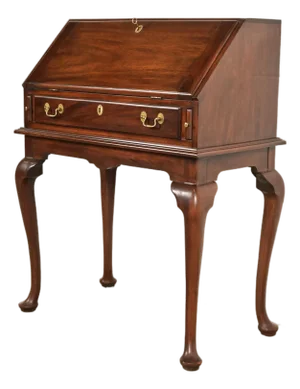 Henkel Harris Queen Anne Lady Astor Solid Mahogany Slant Front Writing Desk