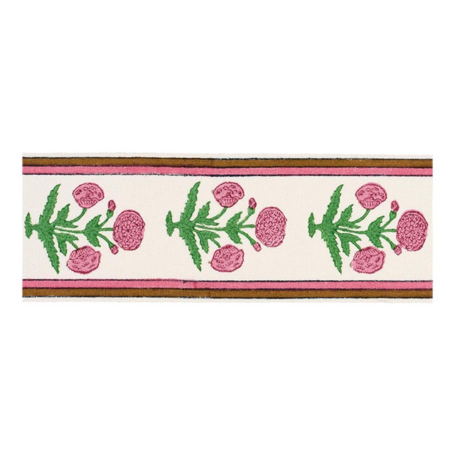 SAMPLE - Schumacher x Molly Mahon Poppy Hand Block Trim In Pink For Sale