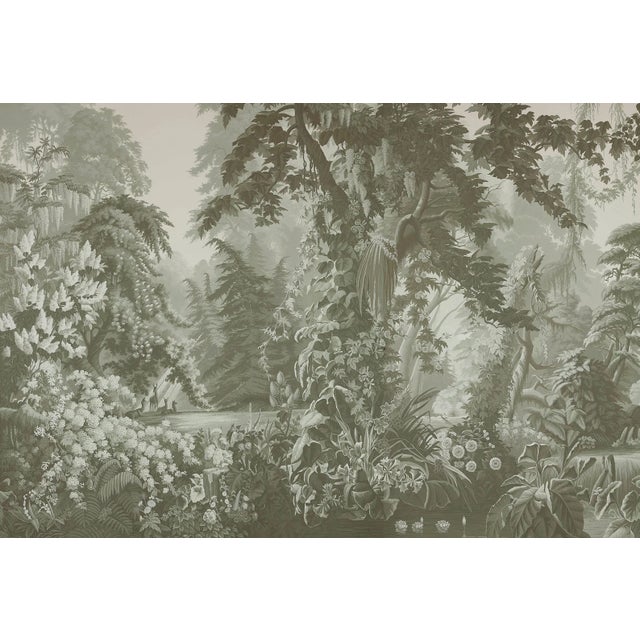 Boho Chic Hand Painted Vintage Exotic Mountain Jungle Panoramic Mural Panels For Sale - Image 3 of 9