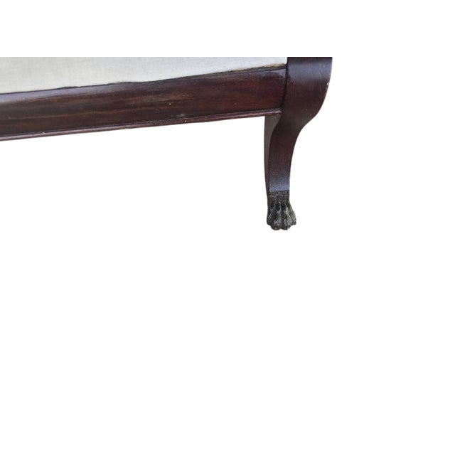 Mid 19th Century Antique Empire Mahogany Scroll Arm Horsehair Upholstered Settee, Circa 1840–1860 For Sale - Image 5 of 5