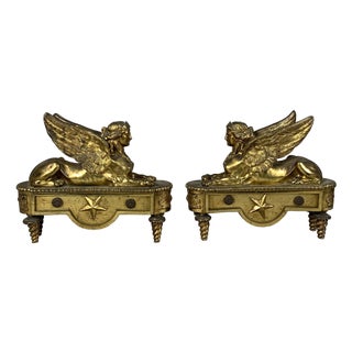 Andirons with Sphinxes from Thomire, 1790, Set of 2 For Sale