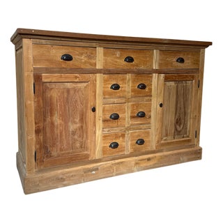 Vintage Rustic Wood Sideboard For Sale