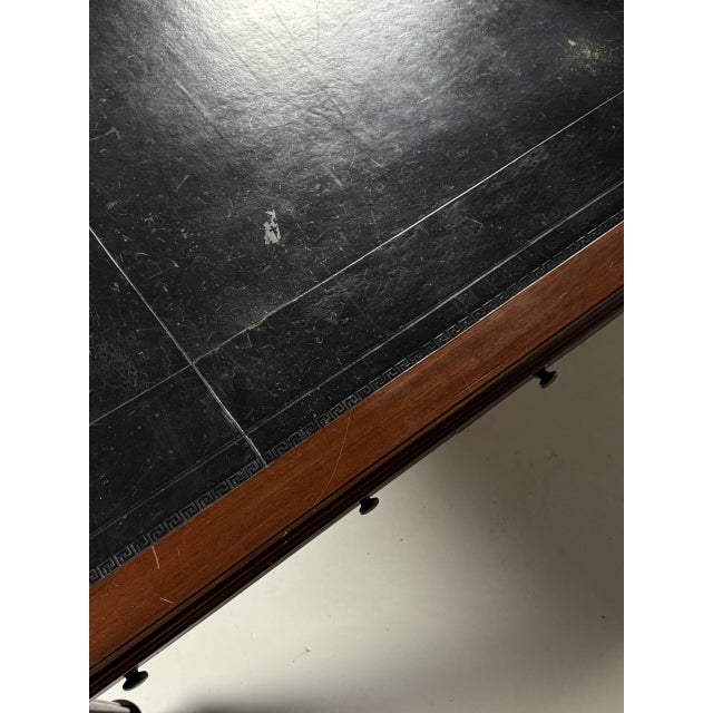 Wood English Writing Desk in Mahogany and Black Leather, 1890s For Sale - Image 7 of 18