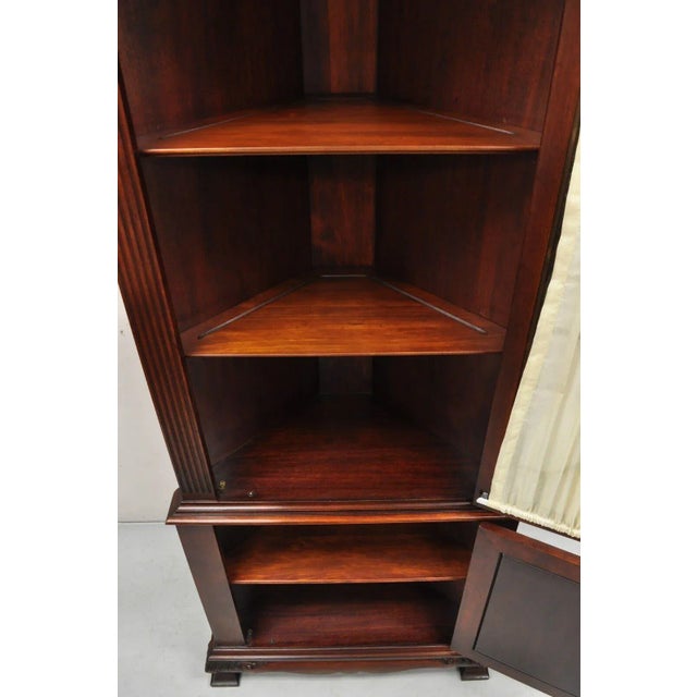 Vintage Georgian Style Mahogany Corner Cabinet China Cabinet With Glass Door For Sale - Image 11 of 12
