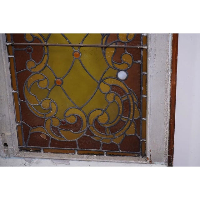 English English Antique Leaded Glass Window Pane in Original Frame For Sale - Image 3 of 6