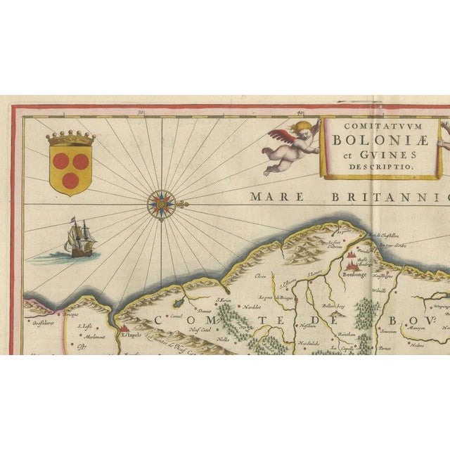 Golden Age Map of Boulogne & Guînes from Blaeu, 1642 For Sale - Image 9 of 10