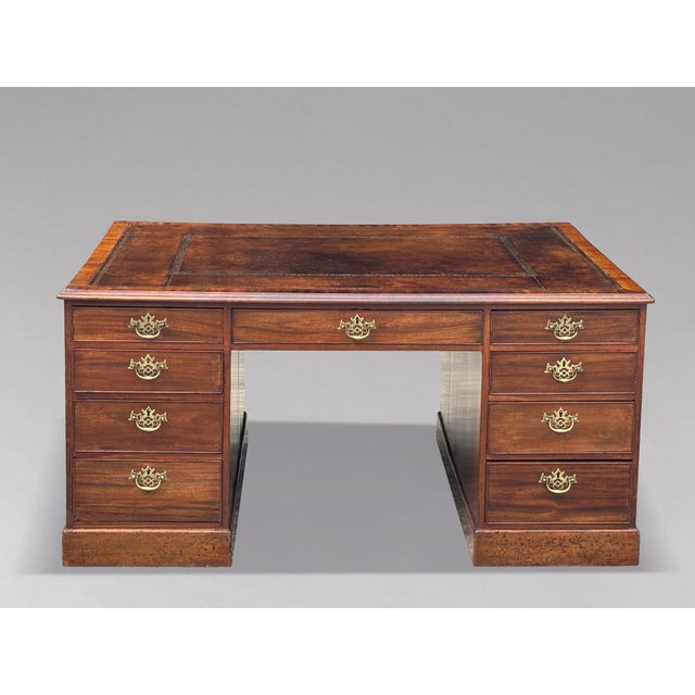 Large 18th Century George III Mahogany Partners Desk, 1790 For Sale - Image 14 of 14