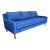 Mid Century Modern Sofa Reupholstered Blue Corduroy on Casters Possibly Selig For Sale