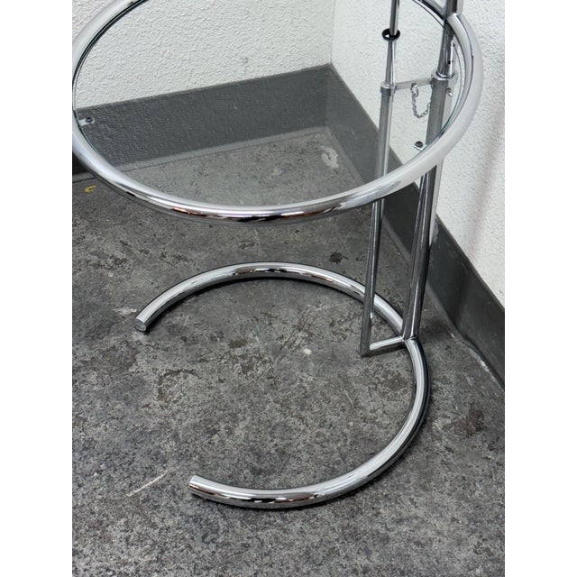 Late 20th Century Alivar Eileen Grey Style Chrome + Glass Side Table For Sale - Image 5 of 12