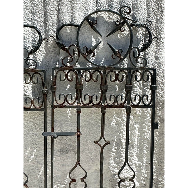 Vintage Boho Wrought Iron Gates - Set of 2 For Sale - Image 9 of 9