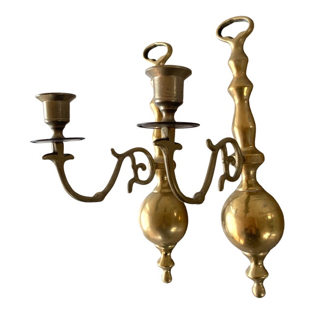 Pair Of Vintage Brass Wall Sconce Candle Holders Chairish