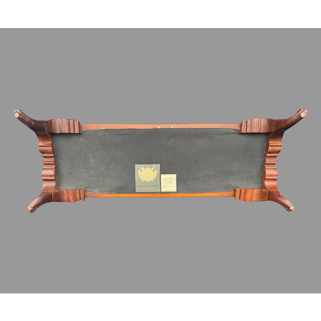 Vintage Hancock & Moore Carved Mahogany & Black Leather Foot Stool Bench For Sale - Image 6 of 11