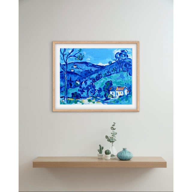 Modern Oil Landscape Painting Whispering Hills - In Blue For Sale In Reno/Lake Tahoe - Image 6 of 9
