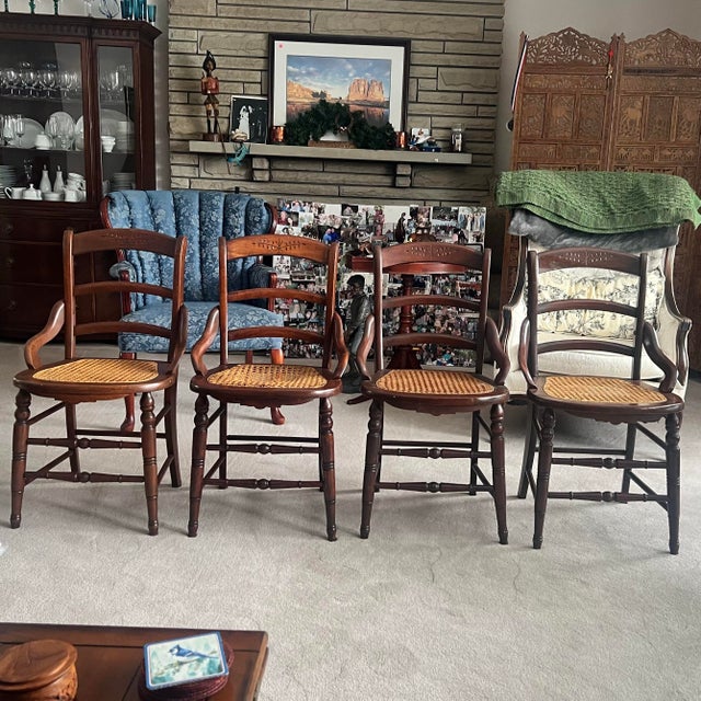 Antique Victorian Cane Seat Chairs - Set of 4 For Sale - Image 4 of 4