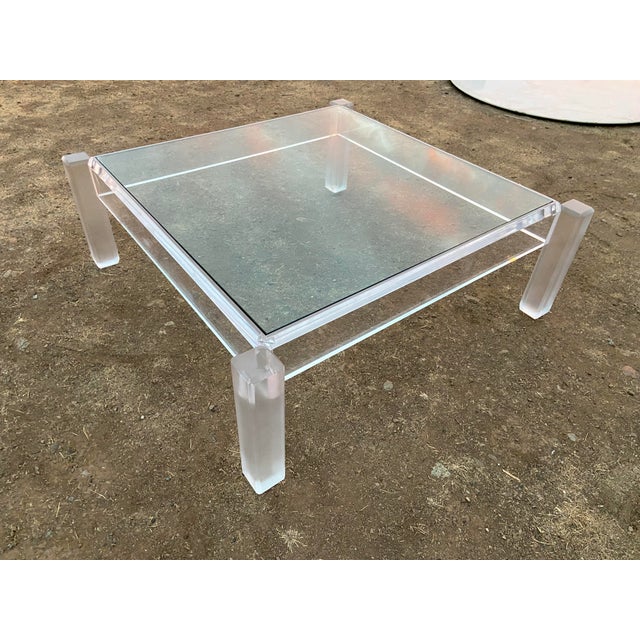 Mid-Century Modern Vintage Mid Century Modern Lucite Glass Top Coffee Cocktail Table For Sale - Image 3 of 18