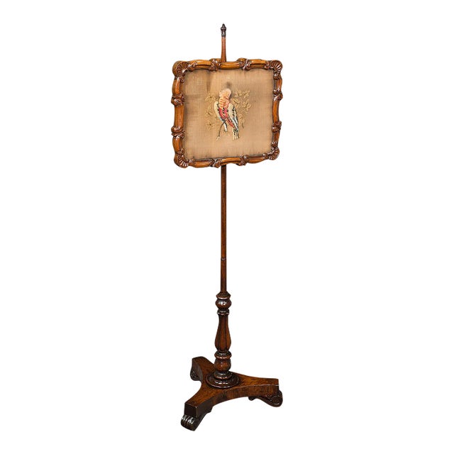 1820s Antique Regency English Adjustable Pole Screen For Sale