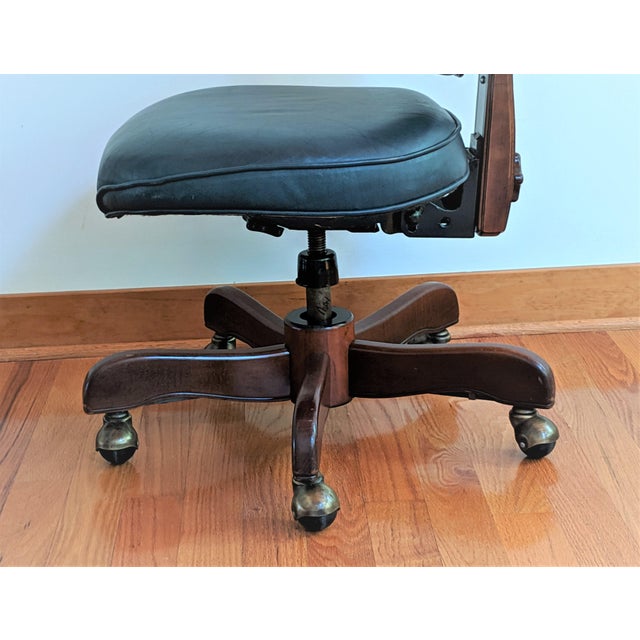 Navy blue leather desk chair clearance