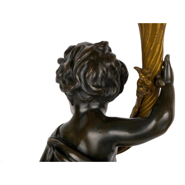 Pair of French Bronze Seven-Light Candelabra Lamps Ca. 1880 For Sale - Image 15 of 18