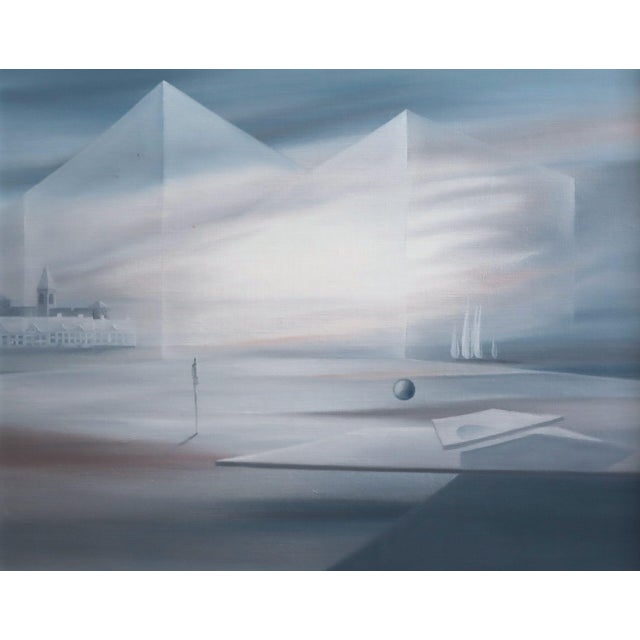 Mid-Century Modern 'Veils of Light' Swedish Original Abstract Surrealist Landscape Oil Painting, Framed For Sale - Image 17 of 18