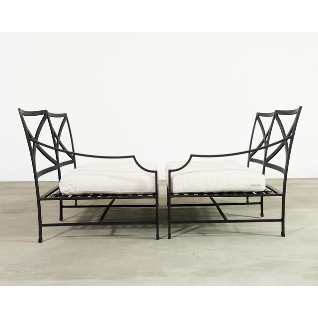 Late 20th Century Restoration Hardware Two Piece Carmel Aluminum Garden Sofa 9.5 Ft For Sale - Image 5 of 18