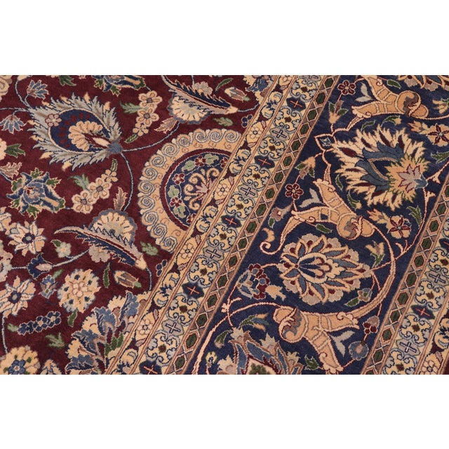 1990s Shabby Chic 1990's Agra Tabriz Pak-Persian Burgundy/Blue Wool Rug - 9'3'' X 13'2'' For Sale - Image 5 of 9