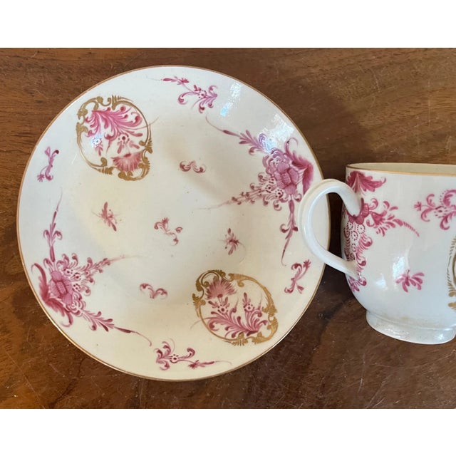 Rococo Antique 18th Century German Porcelain Puce Tea Cup & Saucer For Sale - Image 3 of 9