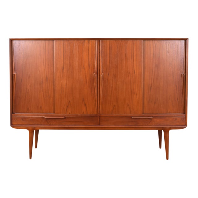 Mid-Century Danish Teak Model 13 Highboard by Gunni Omann for Omann Jun, 1960s For Sale