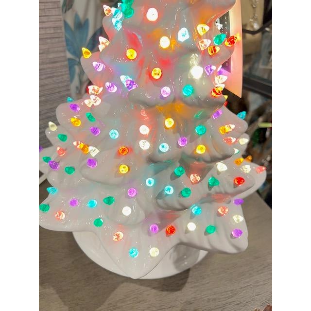 Modern 16.5" Lighted White Ceramic Christmas Tree For Sale - Image 3 of 7