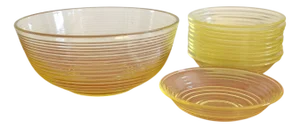 Heilbronn Bowl Set by Wilhelm Wagenfeld for Vereinigte Lausitzer Glaswerke, 1930s, Set of 12