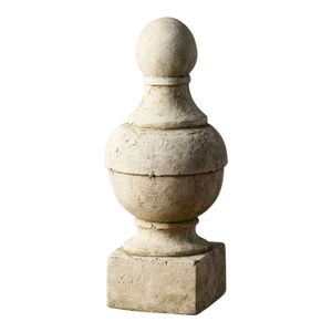 Medium Hand-Painted Terracotta Architectural Finial – Antiqued Pale Gray