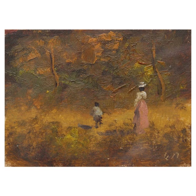Antonio Leto, Landscape, 1890s, Oil on Board For Sale