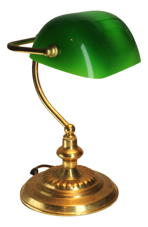 Victorian Student Desk Lamp with Racing Green Glass Shade and Switch