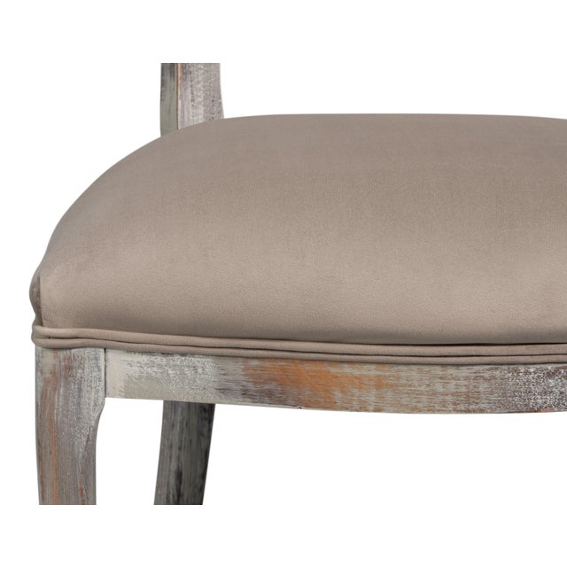 Wood Louis XV Cane Back Dining Chairs in Gray with Taupe Seats, Sets of 2 For Sale - Image 7 of 11