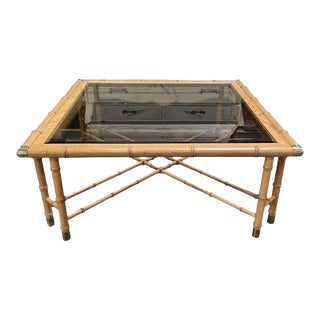 Late 20th Century Coastal Chic Bamboo Coffee Table For Sale