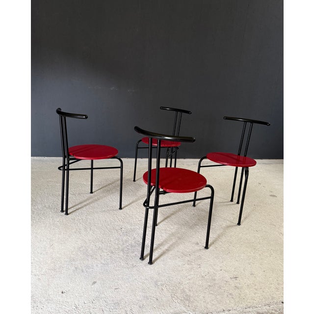 Postmodern Slender Dining Chairs, Italy, 1980s, Set of 4 For Sale - Image 6 of 18