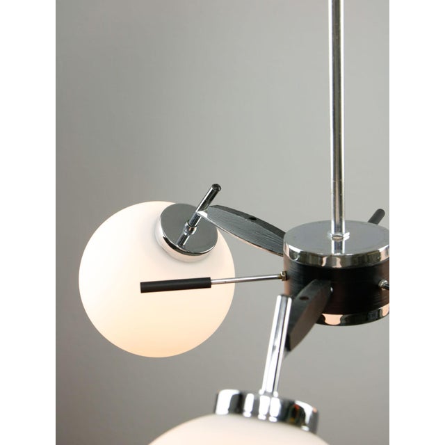 Space Age Italian Chrome and Opaline Chandelier, 1970s For Sale - Image 4 of 18