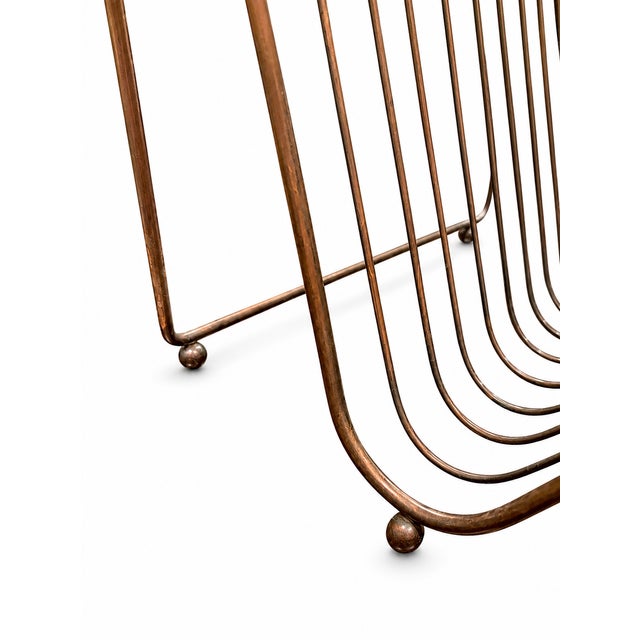 Mid-Century Modern Vintage Mid Century Wire Magazine Rack With Wrapped Handle For Sale - Image 3 of 7