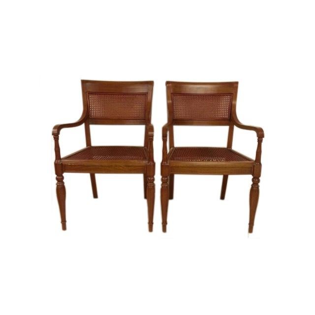 1980s Vintage Woven Rattan Armchairs - a Pair For Sale - Image 5 of 5