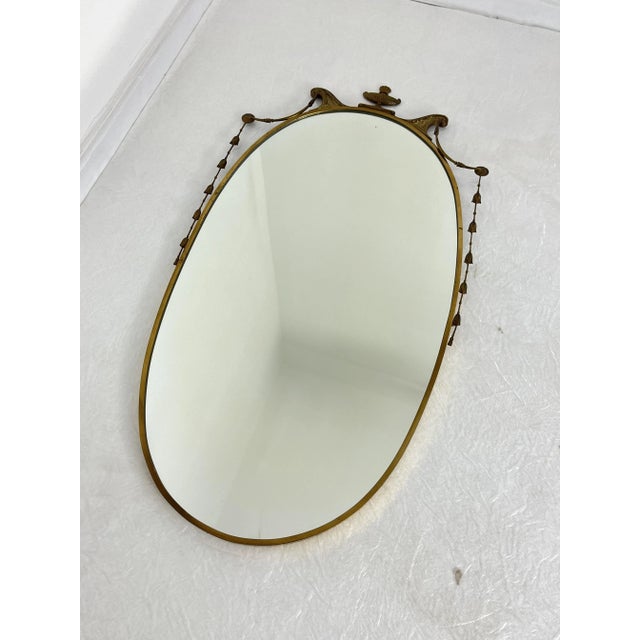 Metal Vintage Italian Brass Wall Mirror, 1960s For Sale - Image 7 of 11